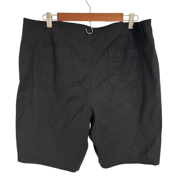 Caffe Marrakesh Black Flat Front Bermuda Casual Summer Stretch Shorts Size 16 - Picture 2 of 9